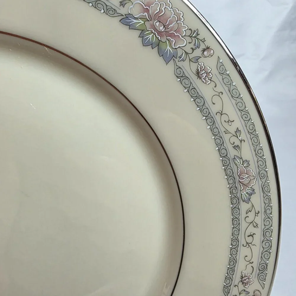 TWO Lenox Charleston Dinner Plate Pastel Floral Band Cosmopolitan Line